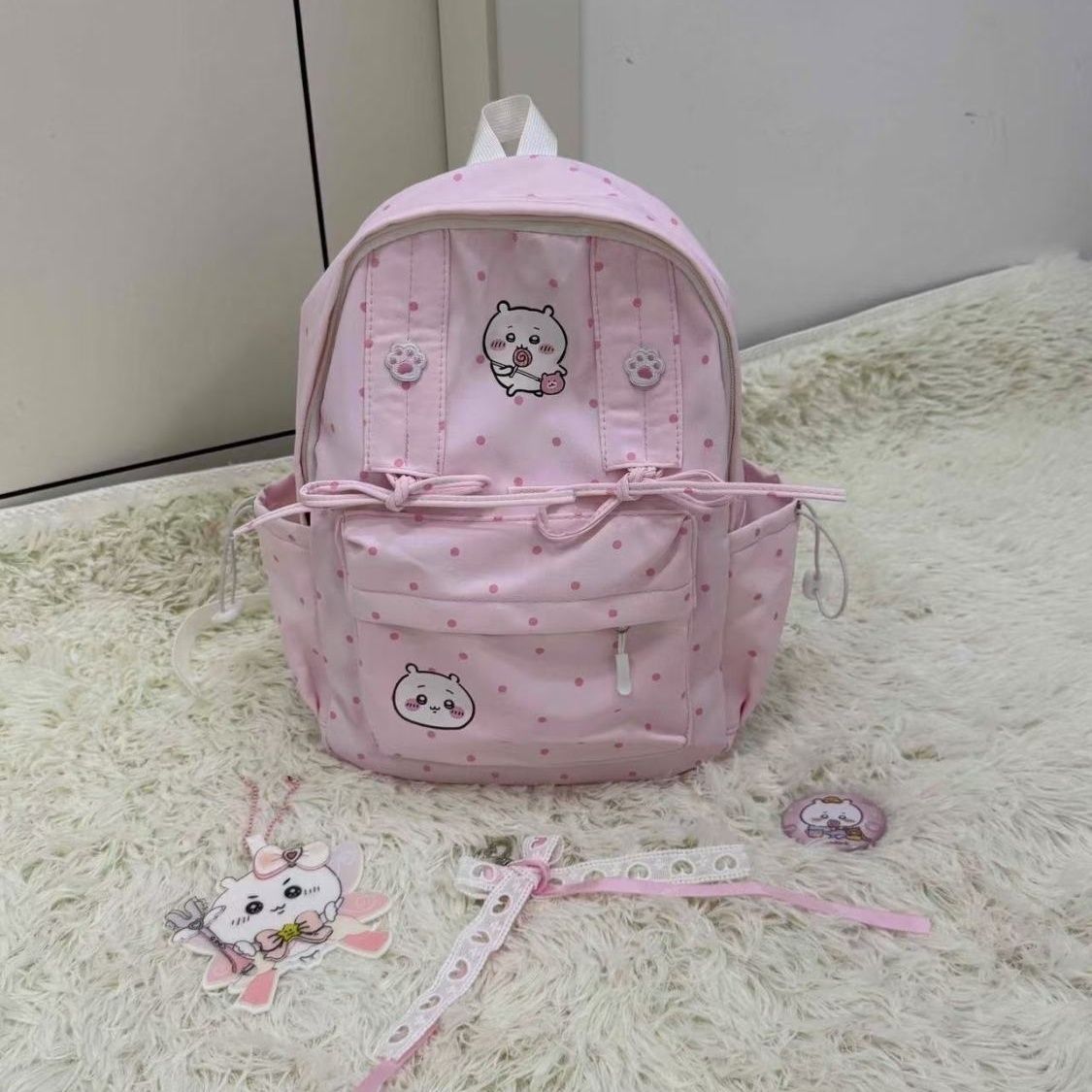 Travel Accessories For Japan - Tas Ransel Chiikawa Pink Bowknot Wave