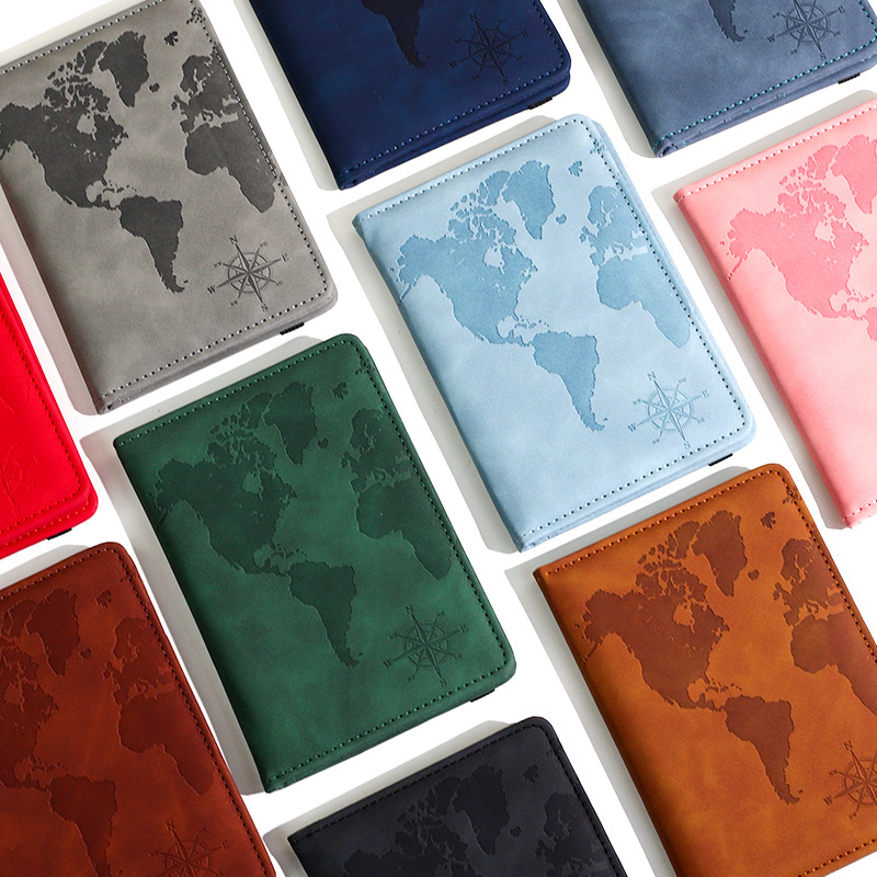 Qantas Travel Accessories - Tempat Paspor Kulit Cetak Peta Baru,