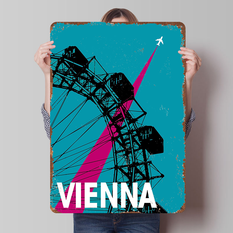 Travel Accessories For Europe - Poster Pemandangan Viyana dengan Bianglala, Seni